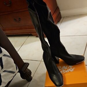 Public Desire Sleek Black Over the Knee Boots